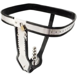 Female Stainless Steel Chastity Belt Padlock Lockable Pants Device Plug