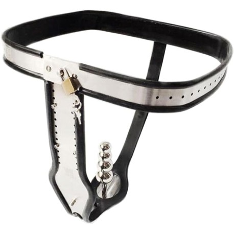 Female Stainless Steel Chastity Belt Padlock Lockable Pants Device Plug